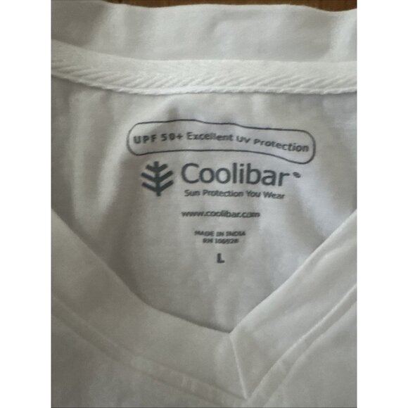 Coolibar Shirt Women's White Long Sleeve V-Neck UPF 50+ Sun UV Size L - Picture 6 of 6